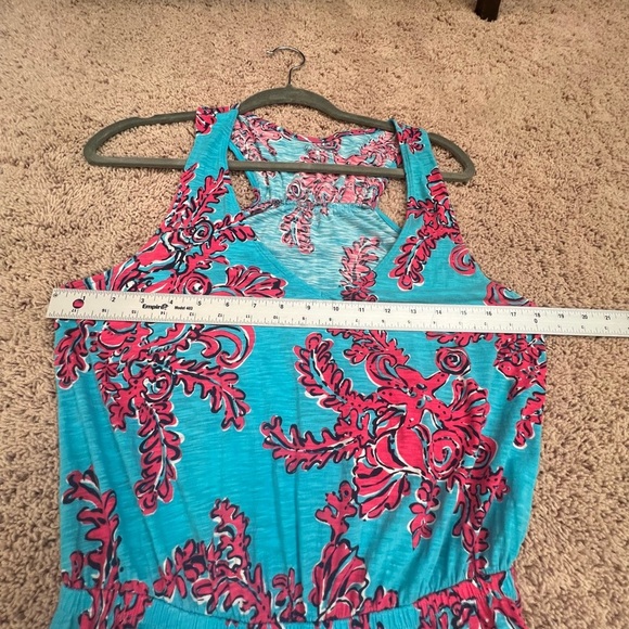 Medium Lilly Pulitzer Rhode Island reef maxi dress blue red pink coral cotton - Picture 4 of 10